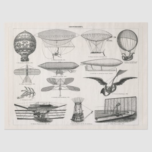 Papier Mousseline Navigation aérienne (1897) Ephemera Decoupage (Recto)