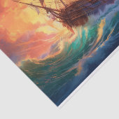 Papier Mousseline Navire À Voile Sur Une Mer Tempérée (Détail)