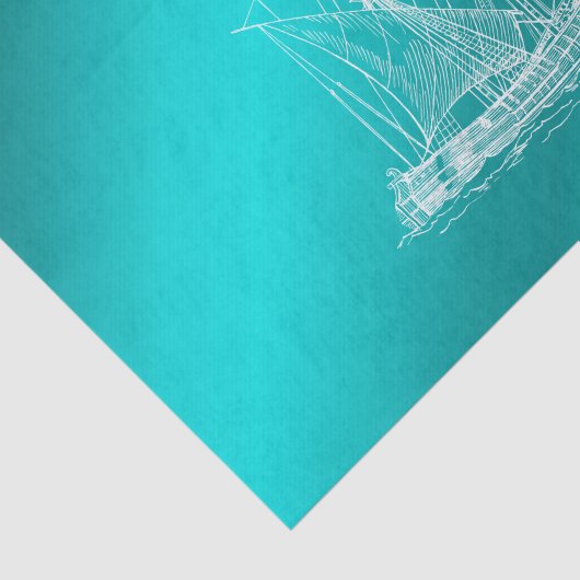 Papier Mousseline navire en bleu (Détail)