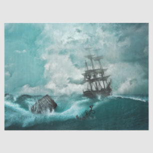 Papier Mousseline Navire en état de stress sur la tempête de la mer