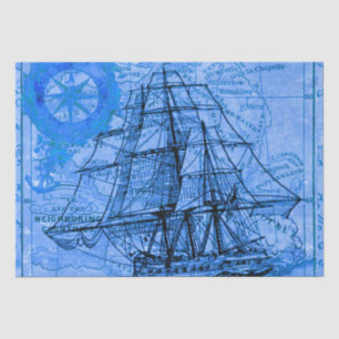 Papier Mousseline Navire et carte vintage
