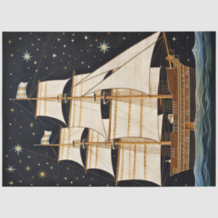 Papier Mousseline Navire Rustique Primitif Grand À La Découpage De N
