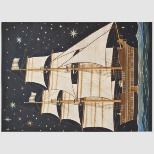 Papier Mousseline Navire Rustique Primitif Grand À La Découpage De N (Recto)