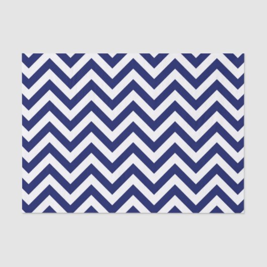 Papier Mousseline Navy Blue and White Large Chevron Zig Zag (Recto)