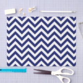 Papier Mousseline Navy Blue and White Large Chevron Zig Zag (Artisanat)