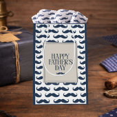 Papier Mousseline Navy Blue Mustache Pattern Father's Day