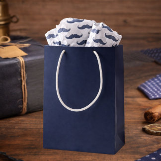 Papier Mousseline Navy Blue Mustache Pattern Father's Day