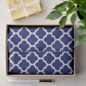 Papier Mousseline Navy Blue White Moroccan Quatrefoil Pattern #5 (Cadeau)