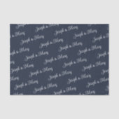Papier Mousseline Navy & Soft Cloud Dancer White Script Wedding (Recto)