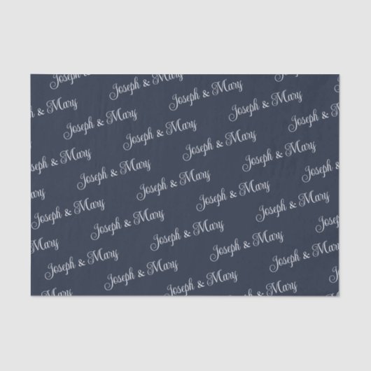 Papier Mousseline Navy & Soft Cloud Dancer White Script Wedding (Recto)