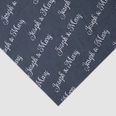 Papier Mousseline Navy & Soft Cloud Dancer White Script Wedding (Détail)