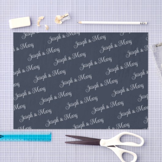 Papier Mousseline Navy & Soft Cloud Dancer White Script Wedding (Artisanat)
