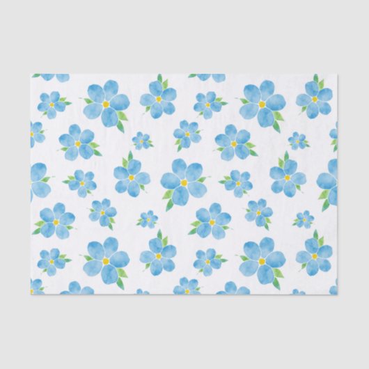 Papier Mousseline Ne m'oubliez pas Motif de fleurs d'aquarelle (Recto)