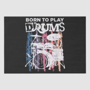 Papier Mousseline Né Pour Jouer Drumming Rock Music Band Drumme