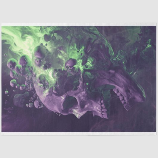 Papier Mousseline Nebular du crâne Echos Purple Green Découpage (Recto)