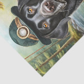 Papier Mousseline Ned va au lac, Black Lab dans un gilet de pêche (Détail)