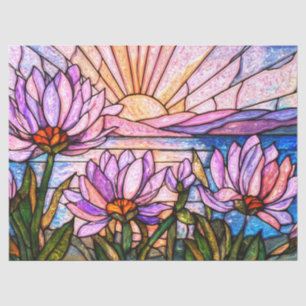 Papier Mousseline Nénuphar Violet Faux Vitrail Solaire Éclaté