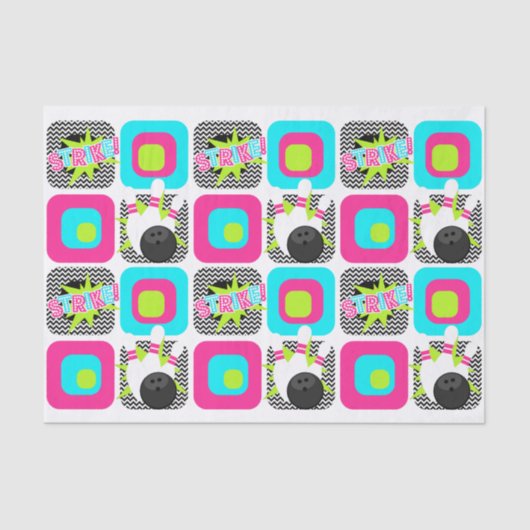 Papier Mousseline Neon Bowling Chevron Wrapon Papier Tissu (Recto)