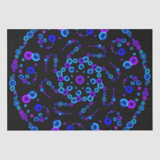 Papier Mousseline Neon Bubble Orb Mandala en noir (Recto)