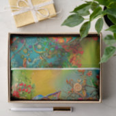 Papier Mousseline Neon Charlie Chameleon, Textile Rainforest Collage (Cadeau)