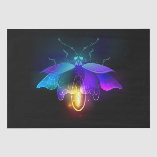 Papier Mousseline Neon Firefly sur noir (Recto)