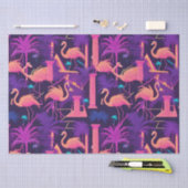 Papier Mousseline Neon Flamant rose Palmiers Vaporwave Esthétique (Artisanat)