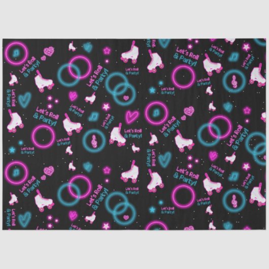Papier Mousseline Neon Glow Roller Skating Roll Motif (Recto)