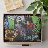 Papier Mousseline Neon Graffiti Gaming Pattern (Cadeau)