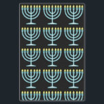 Papier Mousseline Neon Menorah<br><div class="desc">Menorah bleu en style néon signe.</div>