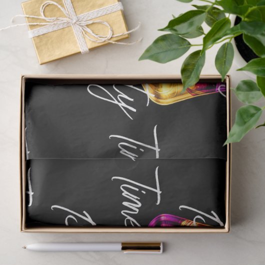 Papier Mousseline Neon Modern Party Time Personnalisé (Cadeau)