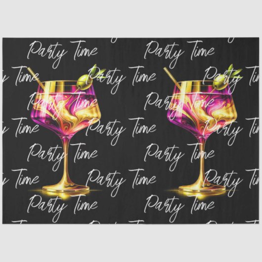 Papier Mousseline Neon Modern Party Time Personnalisé (Recto)