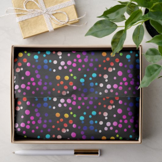 Papier Mousseline Neon Rainbow Pois (Cadeau)