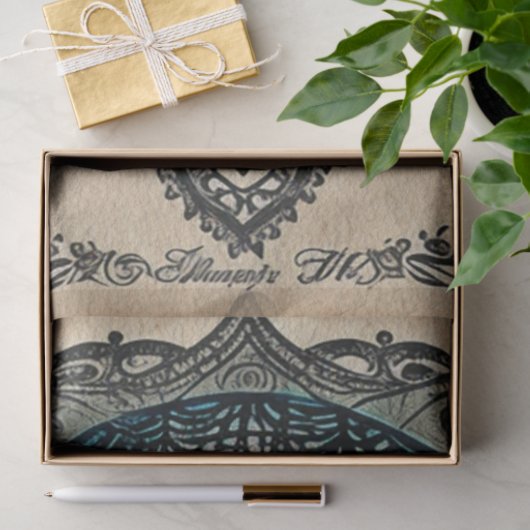 Papier Mousseline Néphère du crâne gothique bleu (Cadeau)