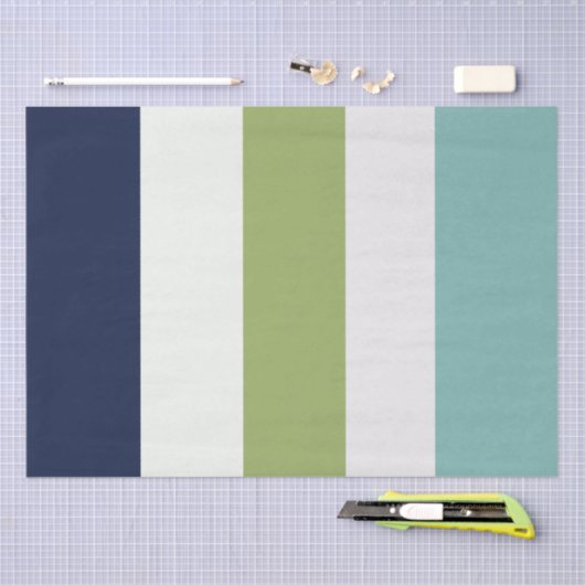 Papier Mousseline Neptune, Coquillages, Green et Navy (Artisanat)