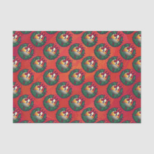 Papier Mousseline Neuf boule en Motif de couronne de Noël sur rouge