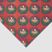 Papier Mousseline Neuf boule en Motif de couronne de Noël sur rouge (Détail)