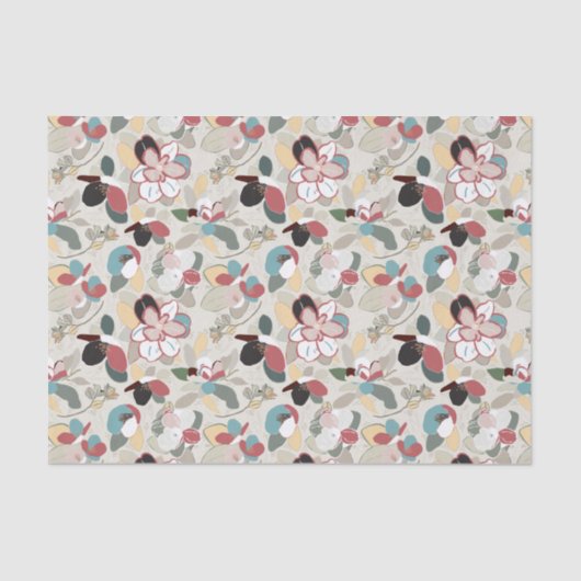 Papier Mousseline Neutre Floral Hiver Magnolia (Recto)