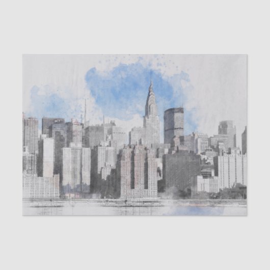 Papier Mousseline New York City Manhattan Skyline Tissu Papier papie (Recto)