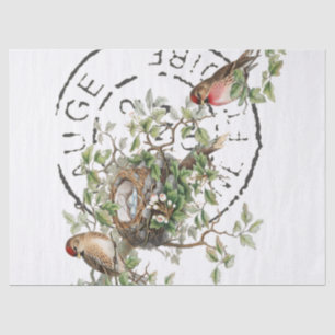 Papier Mousseline Nid d'oiseau Français Postmark Arbre Découpage Vin