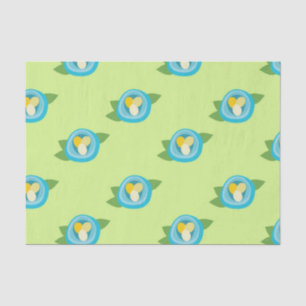 Papier Mousseline Nids d'Oiseau Bleus Œufs Colorés Feuilles Vertes N
