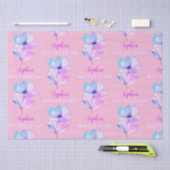 Papier Mousseline N'importe quel anniversaire, nom, rose et bleu aqu (Artisanat)