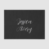 Papier Mousseline N'importe quel nom | Élégant script blanc éditable (Recto)