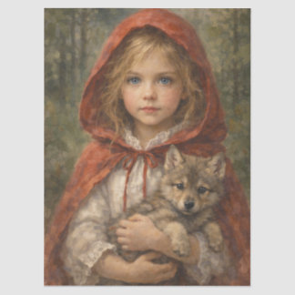 Papier Mousseline Niña con lobo