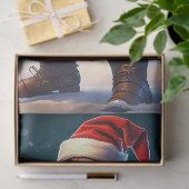 Papier Mousseline Noël à la vapeur. Père Noël avec engrenages métall (Cadeau)