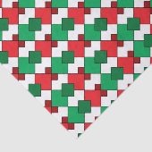 Papier Mousseline Noël à motifs de losanges blanc vert rouge élégant (Détail)