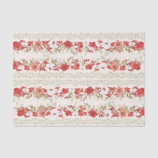 Papier Mousseline noël abondance élégant poinsettia vacances (Recto)