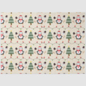 Papier Mousseline Noël Arbres et pingouins Noël (Recto)
