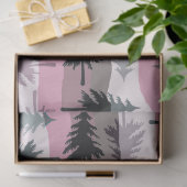 Papier Mousseline Noël Arbres rayures rose blanc gris Noël (Cadeau)