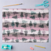 Papier Mousseline Noël Arbres rayures rose blanc gris Noël (Artisanat)