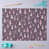 Papier Mousseline Noël aux arbres de Noël violets et blancs (Artisanat)